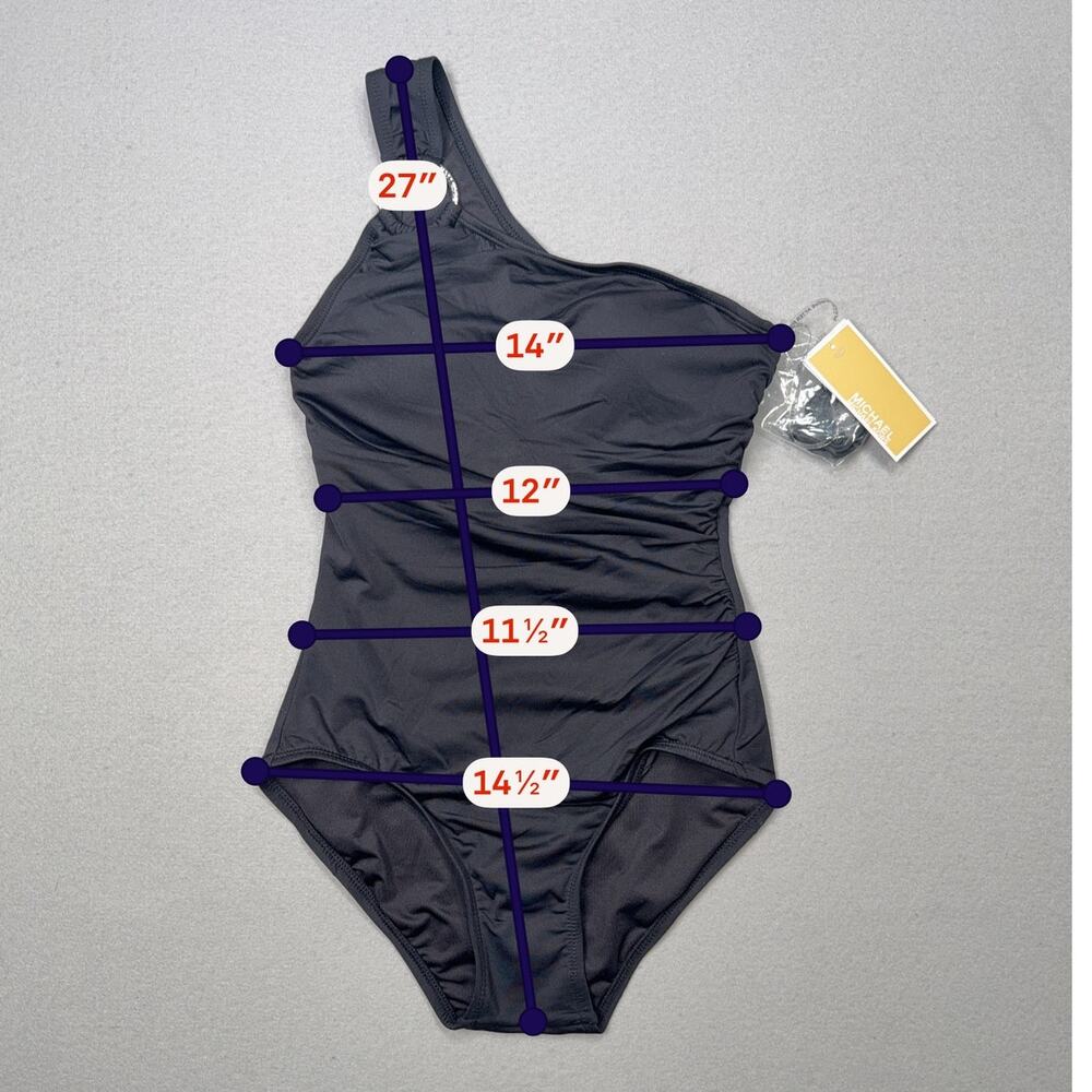 Michael Kors Women's Embellished 1 Shoulder Underwire 1Pc Swimsuit black 8 $106 - Picture 3 of 10